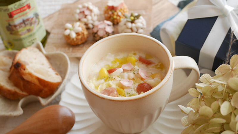 レンジで簡単！オリーブオイルを使った味噌ボールde温腸活スープ