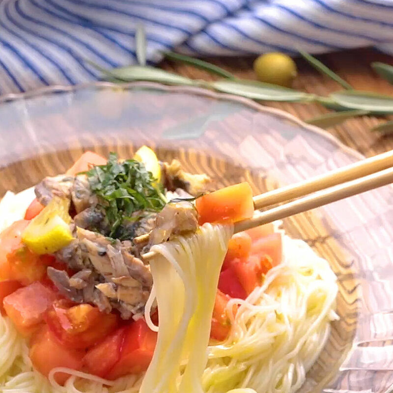 サバ缶×オリーブオイルそうめん