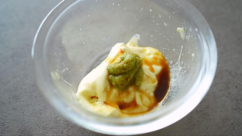 クリームチーズ、わさび、醤油