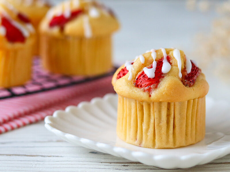 いちご尽くしの米粉マフィン