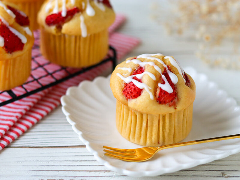 いちごの米粉マフィン